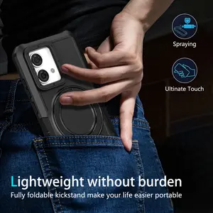 Phone Case For Motorola G84/G54 comes with a rotating stand to support magnetic accessories, business simplicity, lens frame protection, durable phone case, multiple colors, holiday gifts