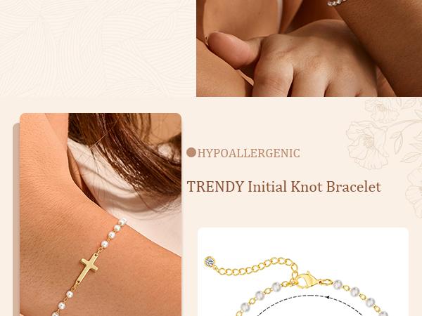 Tewiky Simple Cross Pendant Bracelet Dainty Simple Tiny Cross Bracelet For Women Girls For Easter Gift All-match & Exquisite Jewelry gift Back To School