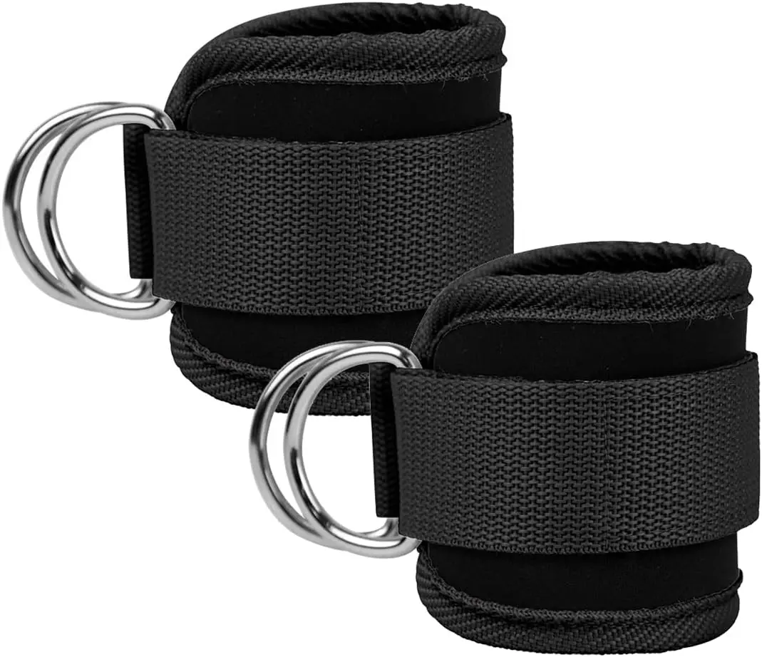 Adjustable Cable Machine Ankle Straps 2-Pack - Padded D-Ring Cuffs, Custom Adjustable Fit, Built for Daily Training, Functional Fitness & Home Gym Routines
