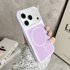 Contrast Dual Color Liquid Silicone Case for iPhone 17 16 15 14 Pro Max Magnetic for Magsafe Wireless Charge Bumper Matte Cover