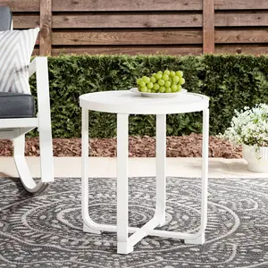 Asher Springs Outdoor Steel Side Table- White