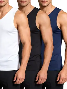 3pc Men's Slim Fit Compression Sleeveless Singlets Breathable Athletic Tank Top Compression