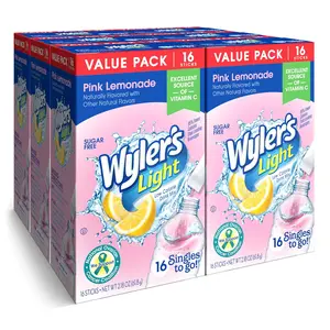 Wyler's Light Singles To Go Powder Packets, Water Drink Mix, Pink Lemonade, 16 Count, 6 Boxes (96 Single Servings)