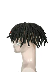 Men's Fashion African Braid Wig Cap, Lightweight Breathable Direct Snap-On Topper, Cool Men's Hairstyle Accessory, Synthetic Braided Wigs