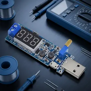 Adjustable USB-C Boost Buck Converter Module 60W Dc Voltage Regulator with Overload Short Circuit Protection for Car Electronics DIY Lab Power Supply Portable Voltage Stabilizer