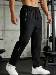 Men's Quick Dry Athletic Sweatpants, Lightweight Workout Joggers with Zipper Pockets, Elastic Waist Gym Running Pants for Men