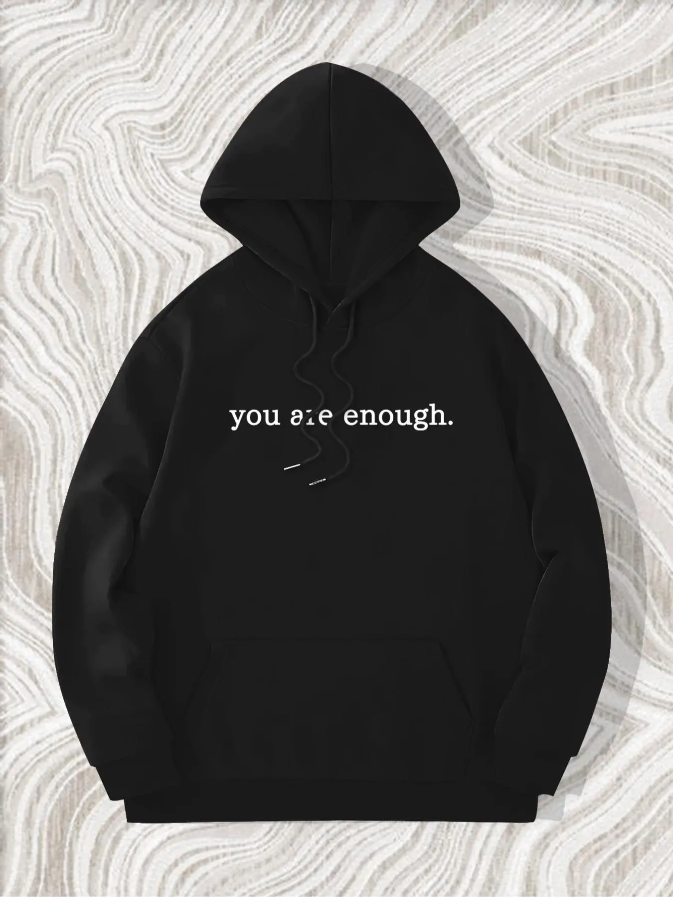 Men's Letter Print Drawstring Knit Hoodie, Loose Fitting Hoodie, Casual Kangaroo Pocket Long Sleeve Hooded Sweatshirt for Spring & Fall, Fashion Men's Clothes for Daily Wear, Graphic Hoodies, Menswear