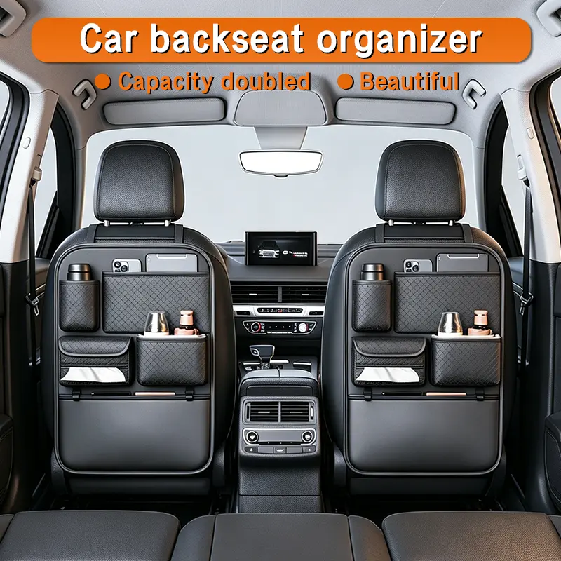 Car Backseat Organizer with Large Storage Pockets, Universal Seat Back Organizer for SUV Truck Van, Car Accessories for Kids Travel Essentials, Foldable Car Seat Organizer with Tablet Holder, Road Trip Must Have Car Interior Storage protector organization