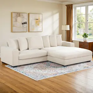 【Ships in 2 Boxes】AMERLIFE 103" L Shaped Couch, Oversized Cloud Sofa with Deep Seats and Loose Back, Sectional Sofa for Living Room