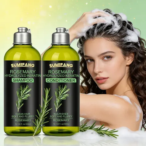Raspberry Leaf Herbal Shampoo + Conditioner Set, 300ML X 2, Nourishing Hair Care, Hyaluronic Acid & Raspberry Leaf, for All Hair Types