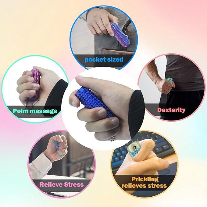 Little Ouchies Grippie Pain Fidget Toy for Anxiety Relief ADHD Focus Spiky Sensory Stim Toy for Adults with Hard Plastic Spikes Stress Relief Keychain for Office Desk On-The-Go Multipurpose Fidget Toys tools experience Stress Relief Toy