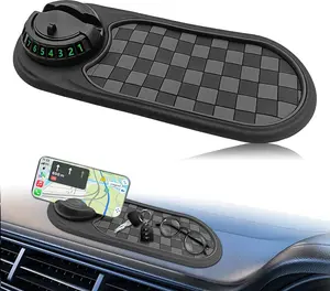 Universal Multifunction Anti-Slip Car Dashboard Mat, Rotatable Car Phone Holder Dashboard Pad with Temporary Parking Number, and Large Pad for Phones Sunglasses Keys Gadgets