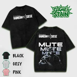 Tom Clancy's Rainbow Six Tactical T-Shirt Double Printed Unisex Acid Washed Lightweight Cotton T-Shirt, Military Shooter Game Shirt, Gamer Gift, Tactical Gaming Tee, Unisex Clothing