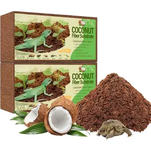 2 Pack Natural Coconut Fiber Substrate for Reptile- Premium Compressed Coconut Husk Terrarium Bedding for Reptile, Tortoise, Frogs, Snakes Hermit Crabs, Burrowing Animals NATURAL COCONUT FIBER SUBSTRATE FOR REPTILES