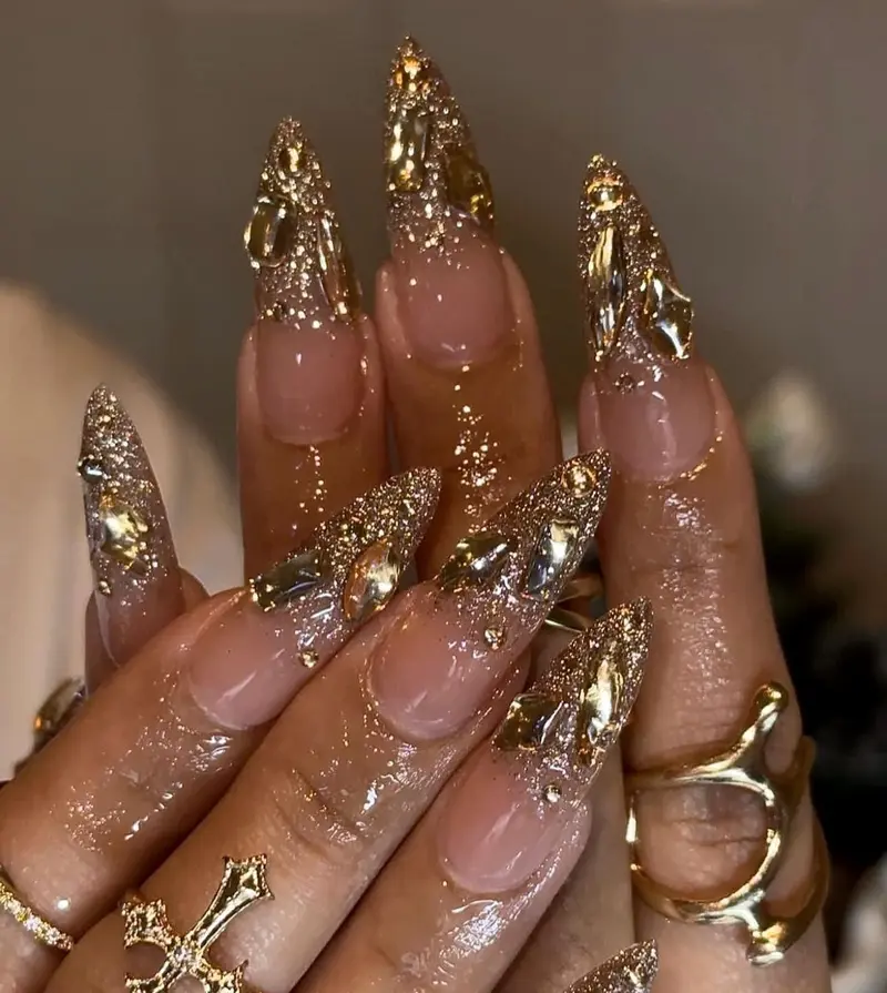 nails for gold sequin dress Custom Press On Nails main image 0
