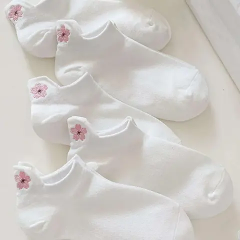 Women's Floral Embroidered Ankle Socks, Everyday Casual Soft Comfy Jacquard Knit Low Cut Socks, Comfy Anklet for Women, Multi-pack Embroidery Hosiery for Summer, Elegant Summer Wear Womenswear, All Season Socks, Casual Stylish Socks, Floral Pattern Socks