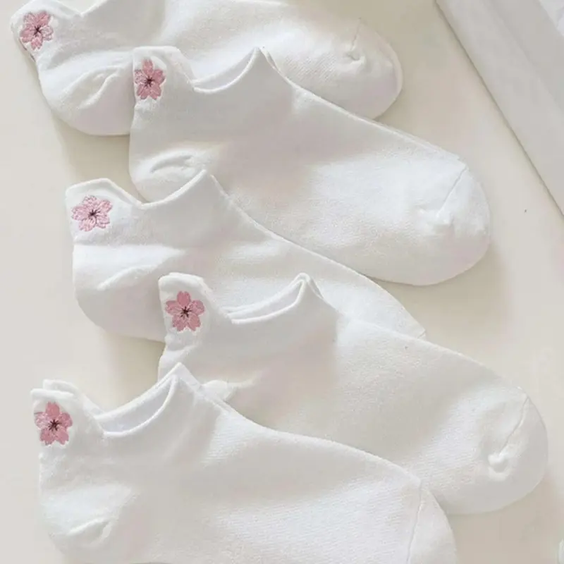 Women's Floral Embroidered Ankle Socks, Everyday Casual Soft Comfy Jacquard Knit Low Cut Socks, Comfy Anklet for Women, Multi-pack Embroidery Hosiery for Summer, Elegant Summer Wear Womenswear, All Season Socks, Casual Stylish Socks, Floral Pattern Socks