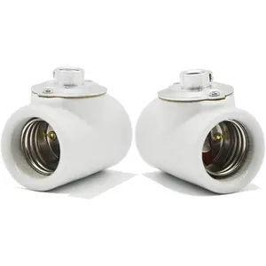 Dual Bulb Socket, Medium Base E26 Double Light Fixture Socket,Screw Fixing Porcelain E26 Twin Light Socket with Bushing