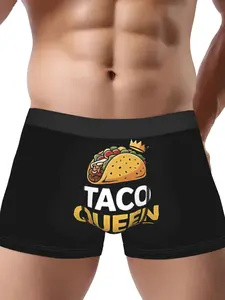 1 piece Happy Christmas Taco Queen For Women Tacos Mexican Food Underpants Homme Panties Men's Underwear Print Shorts Boxer Briefs