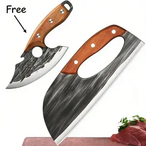 Buy 1 Get 1 Free Forged Kitchen Knife Set - Sharp Durable Meat Cleaver Chef Knife, Ergonomic Non-Slip Handle, Precision Cutting Bone Chopper Gift Box