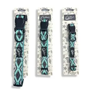 RILEY S. DOG COLLAR- TEAL LEOPARD