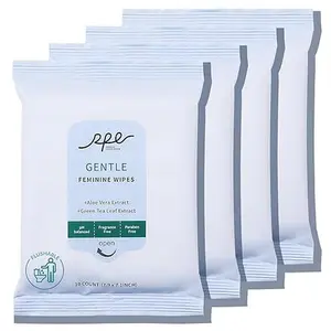 Large Feminine Wipes for Women, pH Balanced Soft Gentle Soothing Unscented Flushable Personal Hygiene Wipes for Intimate Period Care Portable to Go Sensitive Sanitary Wipes Travel (10ct, Pack of 4)