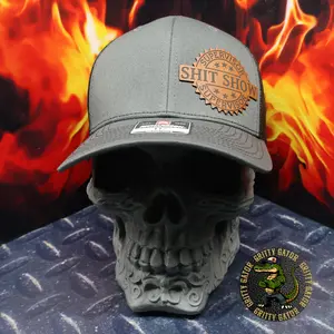 Shit Show Patch Hat 112 Trucker Style with Adjustable Bill and High Quality Rawhide Leatherette Patch from Gritty Gator