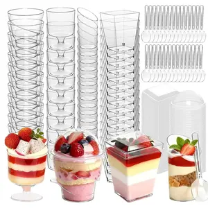 400-pack 5 oz Dessert Cups with Lids and Spoons, Mini Dessert Cups with Lids, Plastic Dessert Cups, Parfait Cups with Lids, Appetizer Cups, Shooter Cups, Round Yogurt Cups for Parties, Party Supplies, Ice Cream, Pudding, Fruit
