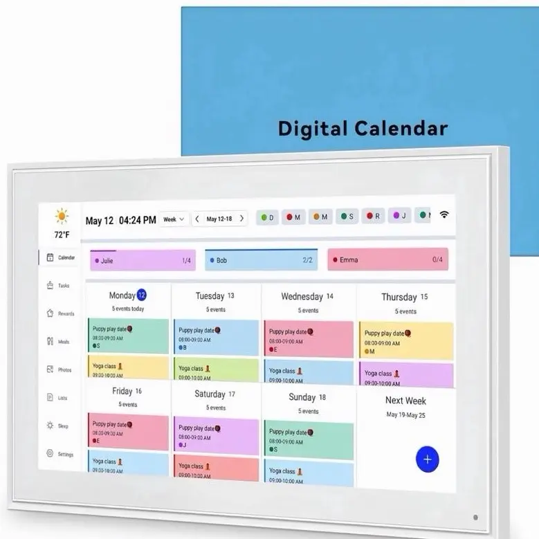 15-inch Smart Touchscreen Wall Planner Digital Calendar - Wall Mount Included, Interactive Chore Chart for Family Schedule Organization (2025 Compatible)