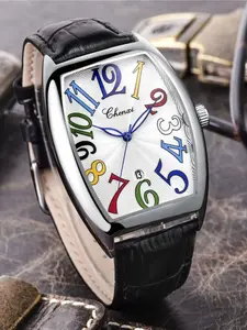 Luxury and elegant men's watch, European and American fashion big digital wine barrel shaped personalized creative simple couple quartz watch, campus handsome casual simple watch for male students trend, simple and luxurious men's watch gift, casual style