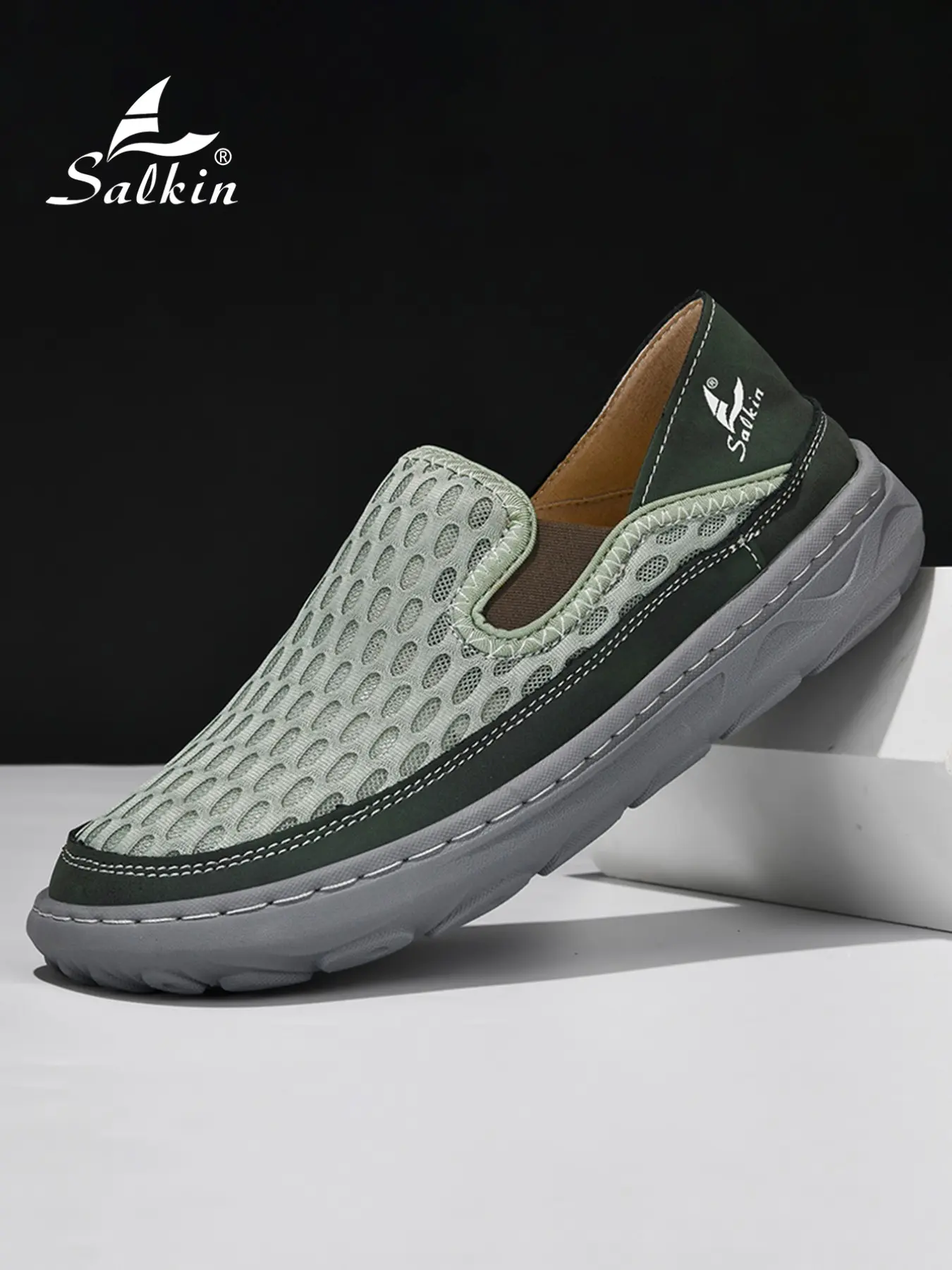 Salkin Men's Fashion Vegan Loafers, Breathable Mesh Lightweight Slip On Casual Shoes, Comfortable and Stylish Footwear for Everyday Wear, Perfect for All Seasons