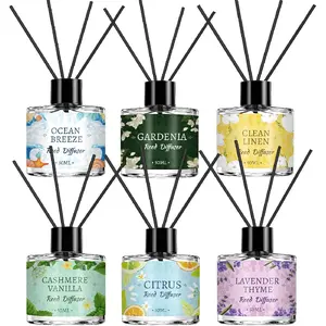 6 Pack Reed Diffuser Sets, Essential Oil Reed Diffusers for Home with 24 Sticks, Long Lasting Scent, Gift Ready Fragrance Diffuser for Bedroom, Bathroom, Office, Home Decor (1.69oz Each)