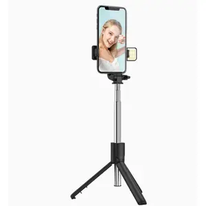 Bluetooth Selfie Stick Tripod with Detachable Ring Light - Portable Phone Tripod Stand with Wireless Remote & Umbrella Base for Hands-Free Pictures & Videos Extendable compact travel  live streaming gimbal stabilizer universal holder