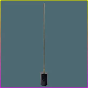 Prism Brassed Gold LED Floor Lamp with On/Off Switch Faux Marble Base