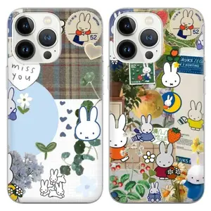 Hot Elegant Colorful Miffy Phone Cases For iPhone 17 16 15 14 13 12 Promax Pro Max Plus Air And SS Galaxy S26 S25 S24 S23 S22 Transparent Soft TPU Shockproof Protective Cover Best Gifts of Christmas Halloween Birthday Valentine