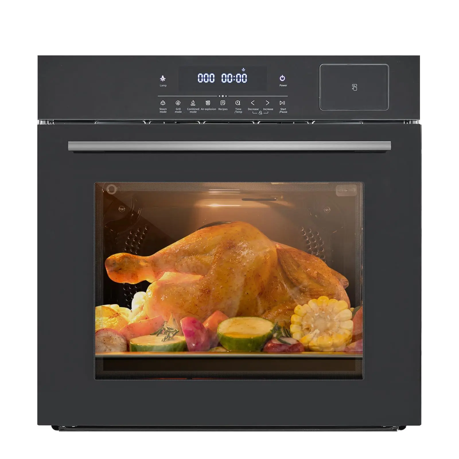 24" Single Wall Oven, 2.5 Cu.Ft Built-In Timer-Convection Electric Wall Oven with 8 Baking Modes, 3000W, 240V, Stainless Steel, 3D Surround Heating, Timer, Touch Control, Safety Lock, Black