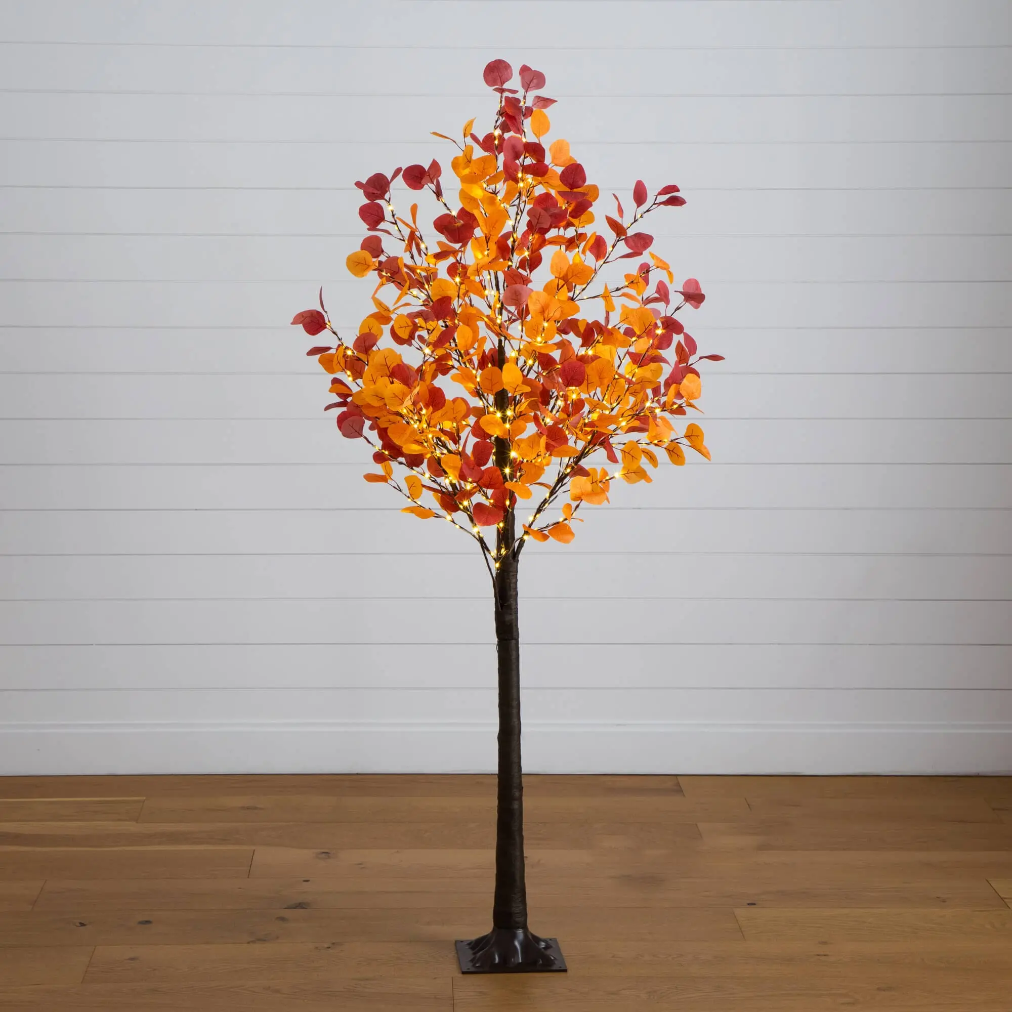 6-ft Pre-Lit Whimsical Fall Artificial Eucalyptus Tree - 420 Warm White Pre-Lit LEDs, Artificial Flowers, Synthetic Leaves, Stylish Home Decor, Floral Decor, Halloween Centerpiece