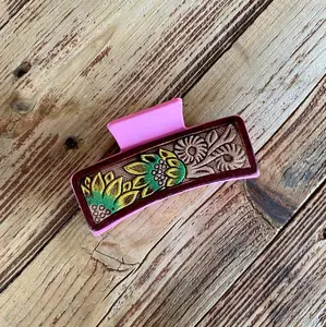 Western Leather Tooled Claw Clips