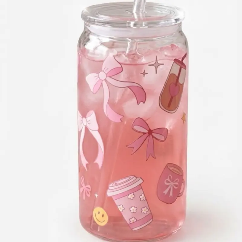 Pink Bow Decorated Ceramic Cup, Cute Reusable Drinkware for Daily Use