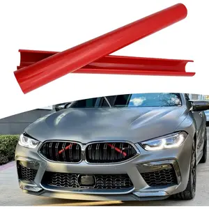 2 PCS Front Grill Inserts Trims, Waterproof Front V Bar Brace Trim Covers, Snap-on Installation Grille Decorative Strips, Compatible with 3/4/5/6/7 Series X 1/2/3/4/5 (Red)