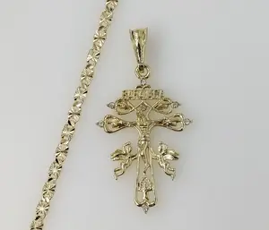 Plated Holy Cross of Caravaca 4mm Star Chain Necklace
