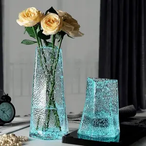 Triangle Glow-In-The-Dark Vase, Handmade Hammered Glass, Nightglow Plant Stand, Desktop Home Decor, Wedding Aurora Triangle Starry Sky Vase