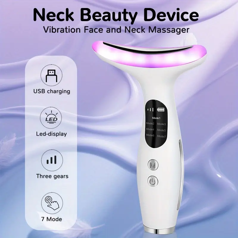 2026 New Facial Neck Massager, 7 Modes, Home Use Neck and Face Massager,  Vibration Heat Massage, Rechargeable USB, Facial Beauty Massagers, Perfect  Christmas Gift