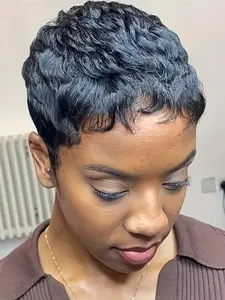 Short Pixie Cut Wig for Women 150% Density  Human Hair Full Machine Made Short Layered Wigs with Bangs for Daily Wear