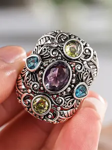 1 PC Retro Style Cubic Zirconia Ring For Women For Wedding Engagement Party Jewelry Valentine's Day Gift