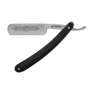 DOVO Straight Razor with Cellidur Black Handle Carbon Steel Blade 6/8"