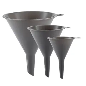 3-Pack Plastic Kitchen Funnels Set - Round Funnels for Bottles, Canning, Cooking, Lab, Car Oil - Durable Multifunctional Gray Funnel Set