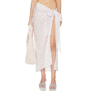 LoveShackFancy Emabella Pareo Skirt in Lilac Ice