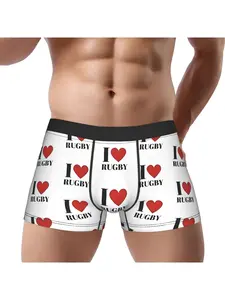 1 Piece I Love Rugby Underpants Breathbale Panties Man Underwear Sexy Shorts Boxer Briefs