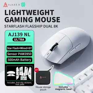 AJAZZ AJ139P V3 Ultra Wireless Gaming Mouse 2.4G Wired/Bluetooth | RGB Magnetic Charging Dock | Lightweight Design | 24K DPI | 800mAh Battery | PAW3311 Sensor | 5 Programmable Buttons, Compatible with PC/Mac
